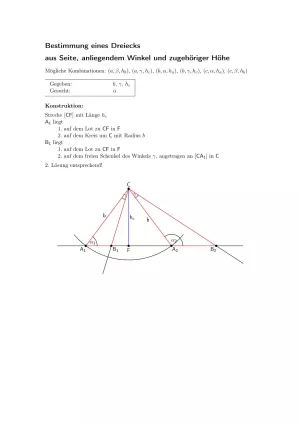 Arbeitsblatt: Dreieck aus Seite, anliegendem Winkel und zugehöriger Höhe