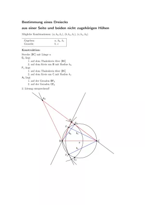 Arbeitsblatt: Dreieck aus einer Seite und beiden nicht zugehörigen Höhen
