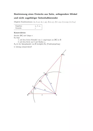 Arbeitsblatt: Dreieck aus Seite, anliegendem Winkel und nicht zugehöriger Seitenhalbierender