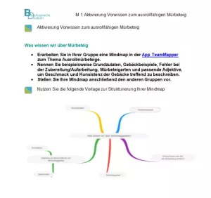 Arbeitsblatt: Aktivierung Vorwissen zum ausrollfähigen Mürbeteig