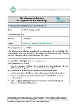 Unterrichtsplanung: Dynamische Lagerregale digital präsentiert (PDF)