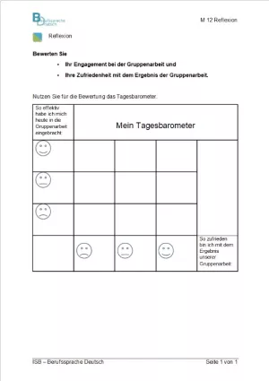 Arbeitsblatt: Reflexion über Gruppenarbeit