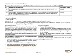 Unterrichtsplanung: Betriebliche Problemlösungsprozesse innovativ durchführen: Aufbereitung, Priorisierung und Auswahl