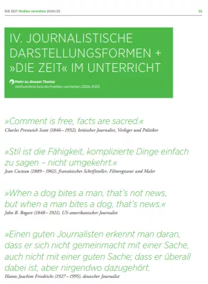 Unterrichtsbaustein: Medien verstehen | Kapitel 6: Journalistische Darstellungsformen