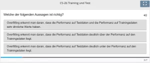 Lernspiel: C5-2 Single Choice: Training und Test (Quiz zum Video)