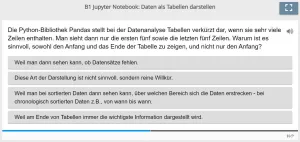 Lernspiel: B1 Single Choice: Verkürzte Darstellung von Tabellen (Quiz zum Jupyter Notebook)