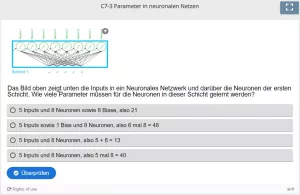 Lernspiel: C7-3 Single Choice: Anzahl von Parametern in einer Schicht (Quiz zum Video)