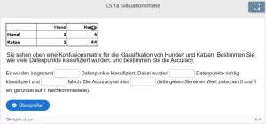 Lernspiel: C5-1 Fill in the blanks: Bestimmen Sie die Accuracy eines Klassifikators für Hunde und Katzen (Quiz zum Video)