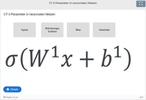 Lernspiel: C7-3 Drag and Drop: Was ist was in der Formel zur Berechnung der Aktivierung? (Quiz zum Video)