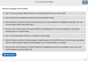 Lernspiel: C5-1 Multiple Choice: Vergleich von Evaluationsmaßen (Quiz zum Video)