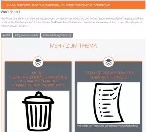 Unterrichtsbaustein: Modul „Lebensmittelabfallvermeidung und Partizipation der Mitarbeitenden“ Workshop 1