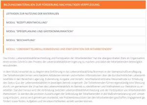 Unterrichtsplanung: Modul „Lebensmittelabfallvermeidung und Partizipation der Mitarbeitenden“