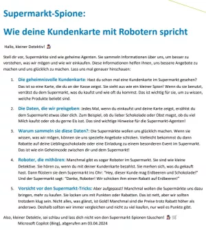 Unterrichtsbaustein: Supermarkt-Spione: Wie deine Kundenkarte mit Robotern spricht