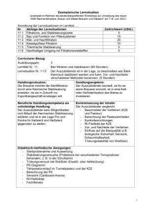 Unterrichtsplanung: Bier filtrieren und stabilisieren: Thermische Stabilisierung