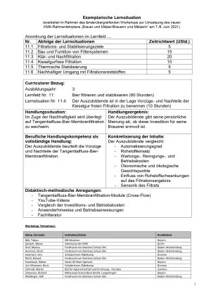 Unterrichtsplanung: Bier filtrieren und stabilisieren: Vor- und Nachteile der Tangentialfluss-Bier-Membranfiltration