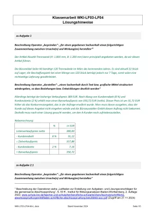 Unterrichtsbaustein: Lösungshinweise Klassenarbeit – Lernfelder 3 und 4 (DOCX)