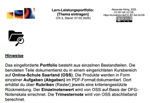 Unterrichtsplanung: Lernportfolio - Leistungsportfolio - Vorlage