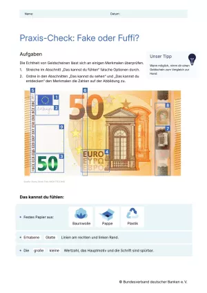 Arbeitsblatt: Zahlungsverkehr | Praxischeck - Fake oder Fuffi? (Arbeitsblatt)