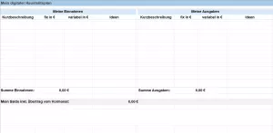 Arbeitsblatt: Umgang mit Geld | Haushaltsplan (Vorlage)