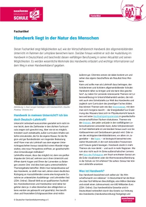 Text: Handwerk liegt in der Natur des Menschen (Fachartikel)