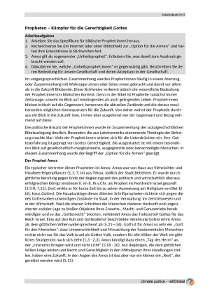 Arbeitsblatt: Propheten - Kämpfer für die Gerechtigkeit Gottes (PDF)