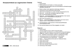 Lernspiel: Kreuzworträtsel zur organischen Chemie
