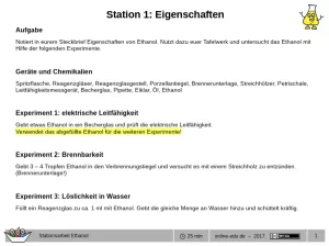 Unterrichtsbaustein: Stationsarbeit Ethanol