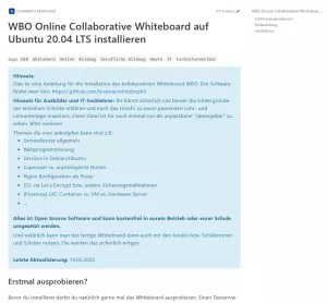 Webseite: WBO Online Collaborative Whiteboard auf Ubuntu 20.04 LTS installieren