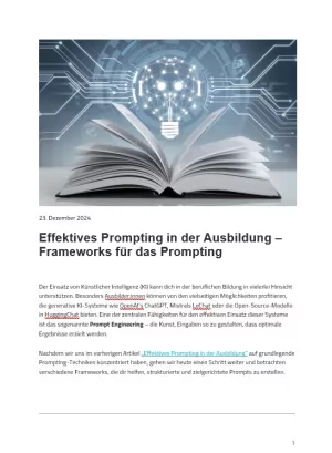 Text: Effektives Prompting in der Ausbildung - Frameworks für das Prompting
