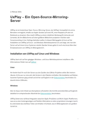 Text: UXPlay - Ein Open-Source-Mirroring-Server