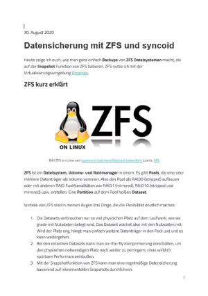 Text: Datensicherung mit ZFS und syncoid