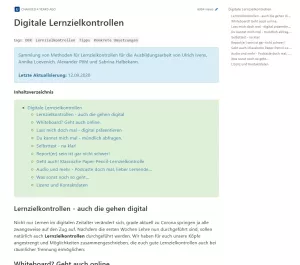 Webseite: Digitale Lernzielkontrollen