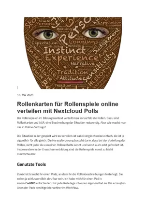 Text: Rollenkarten für Rollenspiele online verteilen mit Nextcloud Polls