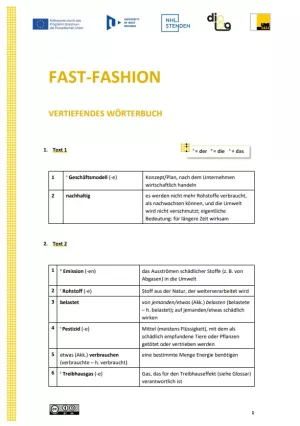 Text: Fast Fashion | Vertiefendes Wörterbuch