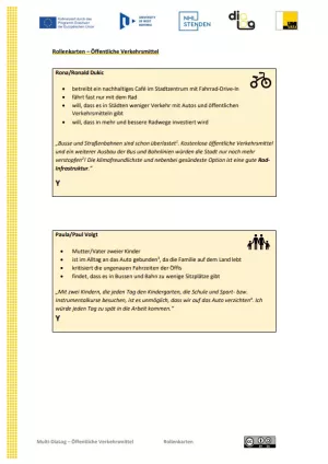 Rollenspiel: Öffentliche Verkehrsmittel | MultiDiaLog | Rollenkarten