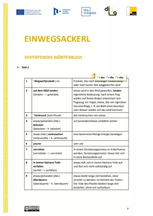 Text: Einwegtüten | Vertiefendes Wörterbuch