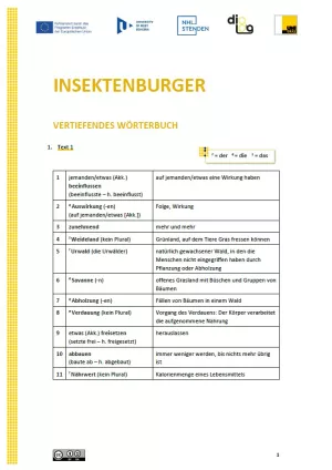 Text: Insektenburger | Vertiefendes Wörterbuch