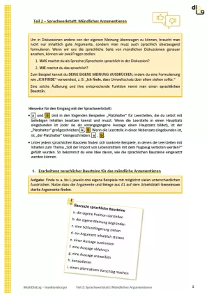 Arbeitsblatt: Insektenburger | MultiDiaLog | Teil 2: Sprachwerkstatt: Mündliches Argumentieren