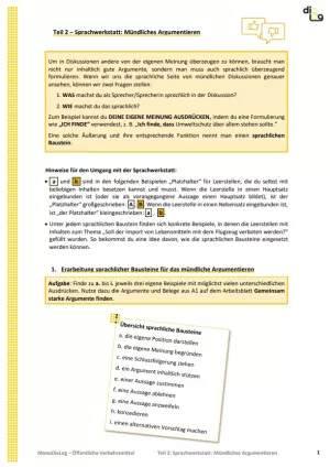 Arbeitsblatt: Öffentliche Verkehrsmittel | MonoDiaLog | Teil 2: Sprachwerkstatt: Mündliches Argumentieren