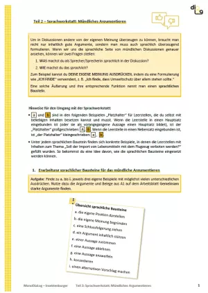 Arbeitsblatt: Insektenburger | MonoDiaLog | Teil 2: Sprachwerkstatt: Mündliches Argumentieren