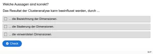 Lernspiel: C8-1 Multiple Choice: Einfluss auf die Clusteranalyse. Quiz zum Video