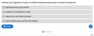 Lernspiel: G2-6 Question Set: Anforderungen an KI-Systeme Teil 1. Quiz zum Video