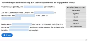 Lernspiel: C8-1 Drag the Words: Clusteranalyse. Quiz zum Video
