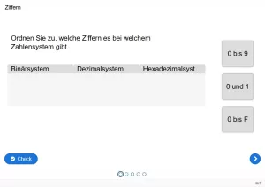 Lernspiel: B5-4 Binär vs. dezimal vs. hexadezimal. Quiz zum Video