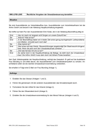 Unterrichtsbaustein: Lernsituation Lernfeld 5 - Rechtliche Vorgaben der Umsatzbesteuerung darstellen (Version Schüler/in) (PDF, barrierefrei)