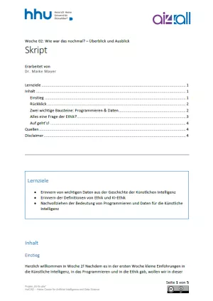 Kurs: Woche 2 | Wie war das nochmal? Überblick und Ausblick (PDF)