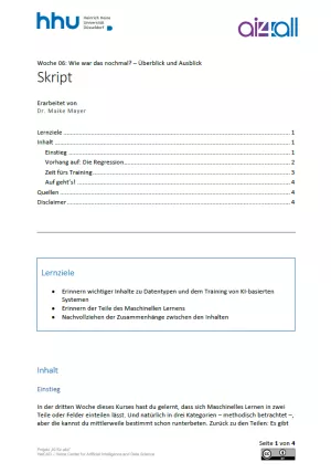 Kurs: Woche 6 | Wie war das nochmal? Überblick und Ausblick (PDF)