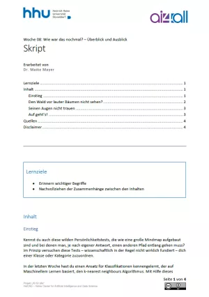 Kurs: Woche 8 | Wie war das nochmal? Überblick und Ausblick (PDF)