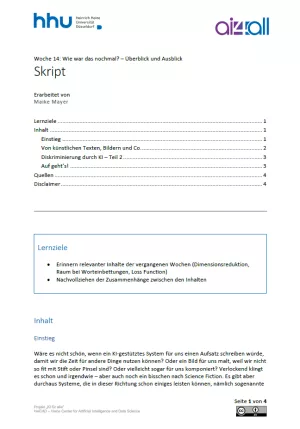 Kurs: Woche 14 | Wie war das nochmal? Überblick und Ausblick (PDF)
