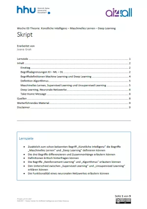 Kurs: Woche 3 | Theorie | Künstliche Intelligenz, Maschinelles Lernen, Deep Learning (PDF)
